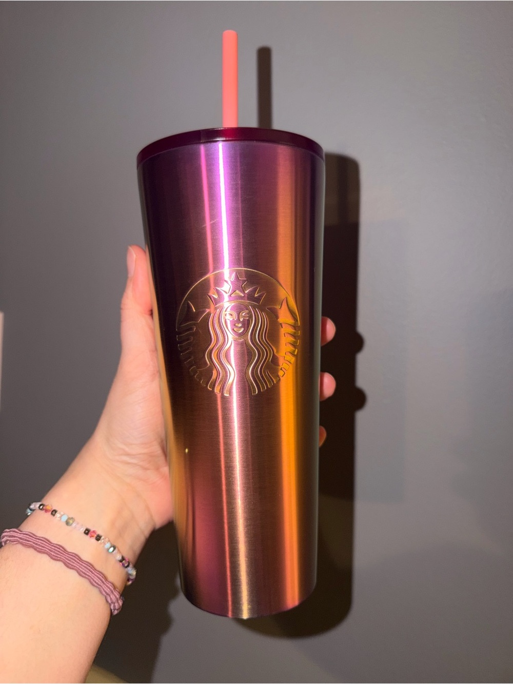 Starbucks Iridescent Pink/Gold Stainless Steel Tumbler with Straw